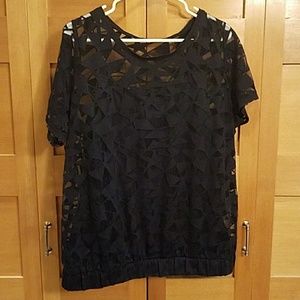 Geometric burn out blouse with built in camisole